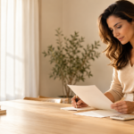 mulher analisando contrato social de empresa em que o marido é sócio minoritário