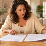 mulher analisando diferença entre salário formal e renda real recebida por fora pelo marido